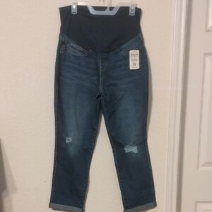Signature Levi Strauss Maternity Boyfriend Distressed Blue Jeans. Sz L NWT